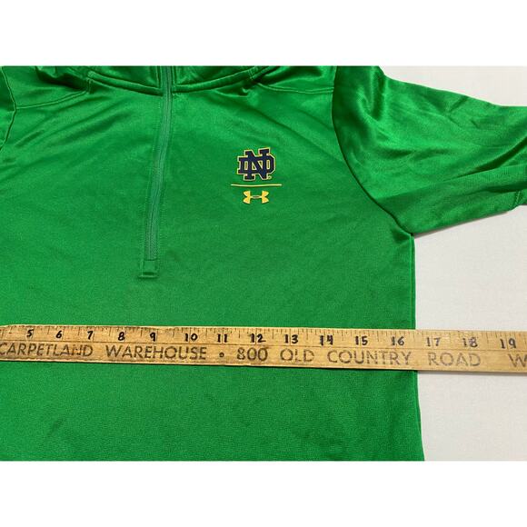 Under Armour Notre Dame Quarter-Zip Pullover Size Small Green ND Logo Fleece - Picture 4 of 8